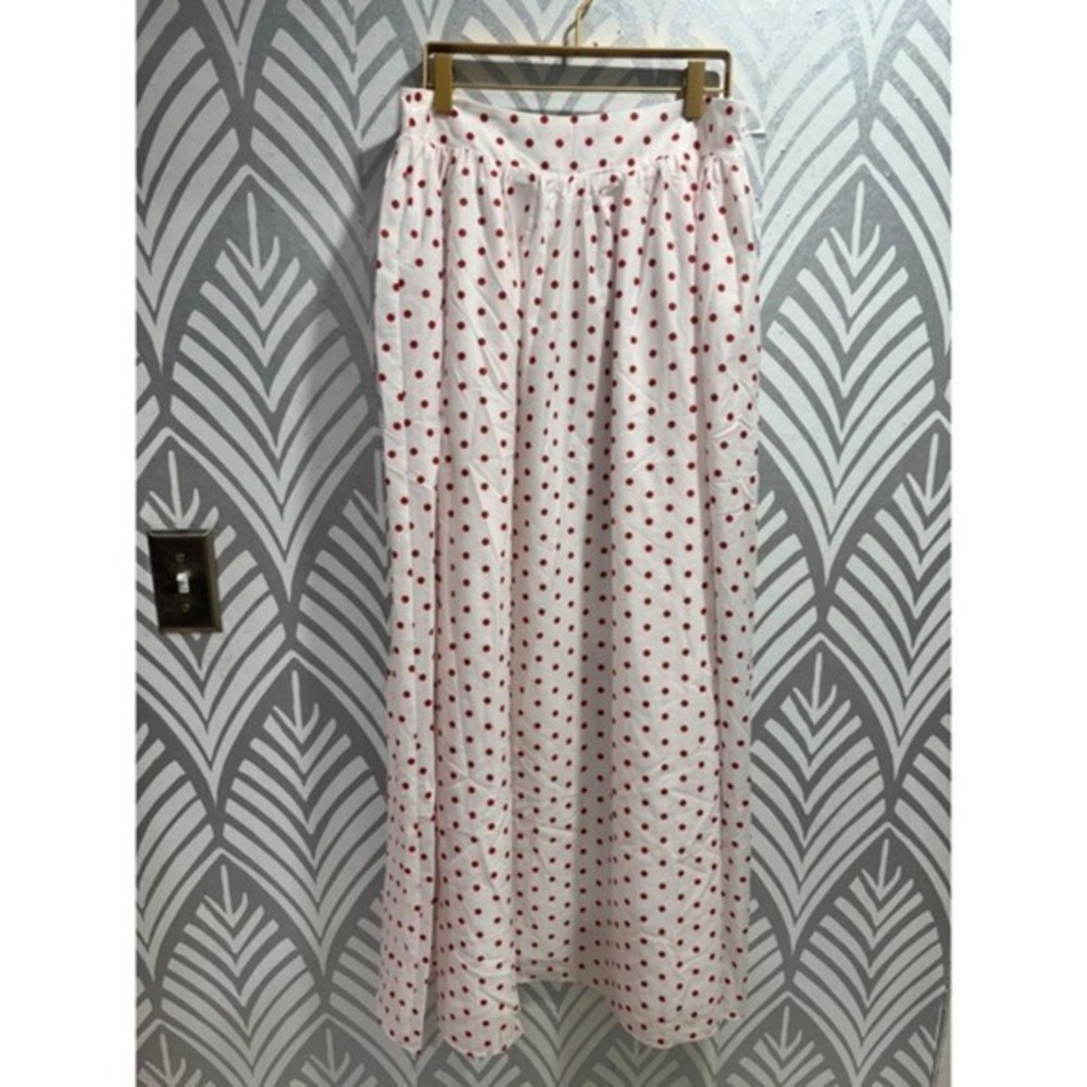 Princess Polly Red Polka Dot White High Waisted Valeria Maxi Skirt US 10 Pockets - Picture 6 of 7
